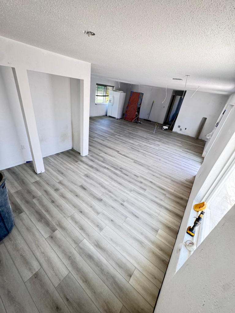 Luxury vinyl plank flooring installation completed by Pittol Solid Core in Odessa, FL.