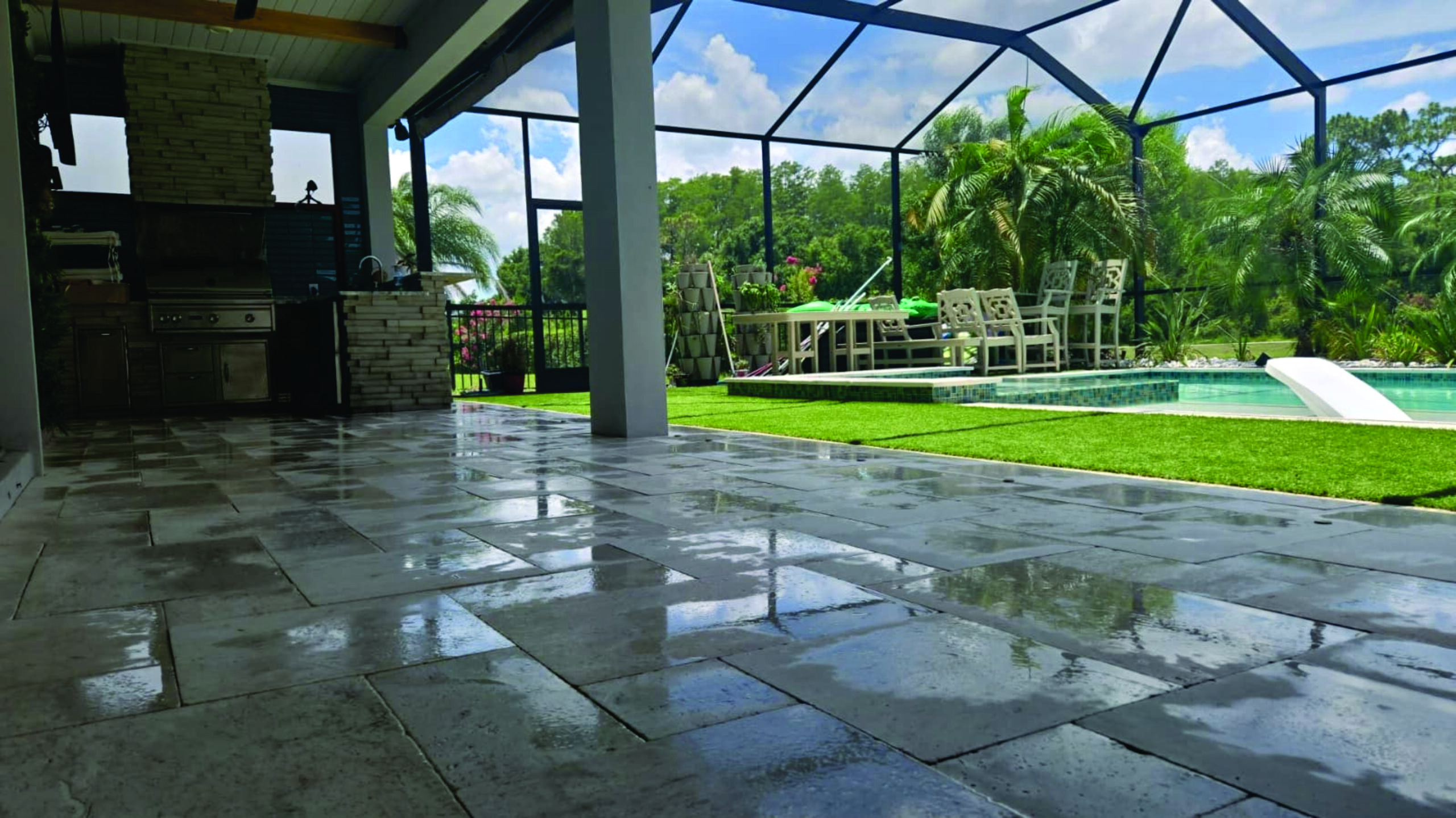 Modern residential patio renovation with premium finishes.